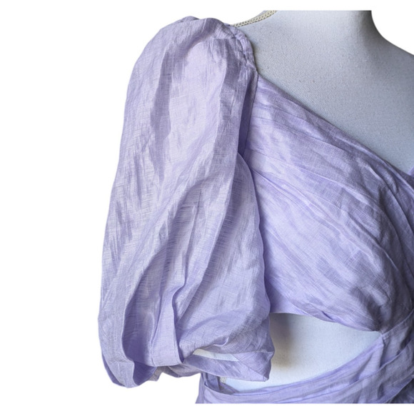 Sandro Cornaline Lilac Purple One Sleeve Linen Blend Mini Dress Size FR 40 US 8 - Picture 10 of 13